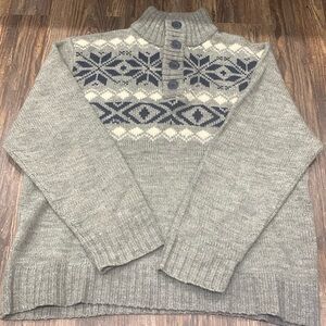 Daniel Hechter Gray and Blue Patterned Sweater
